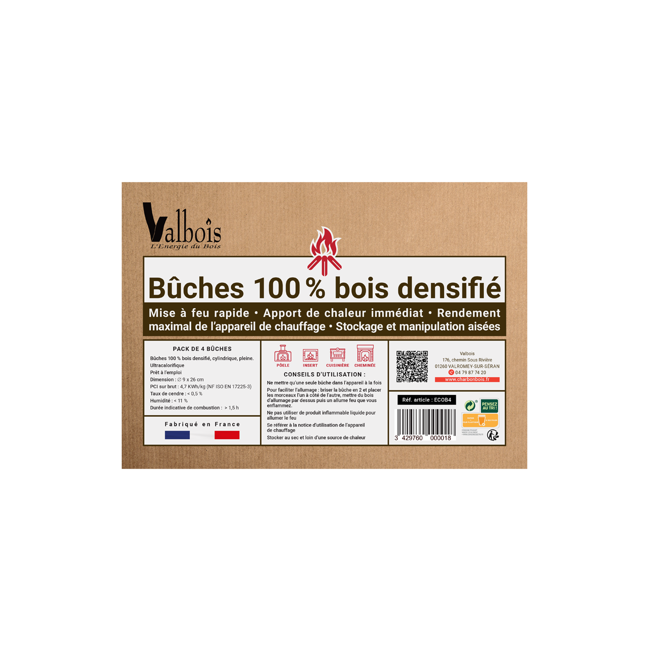 Bûches de bois densifié - Pack de 4 – Image 2