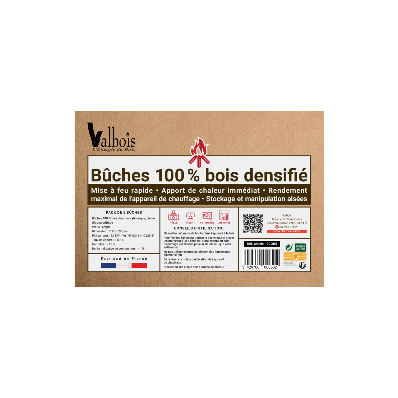 Bûches de bois densifié - Pack de 5 – Image 2